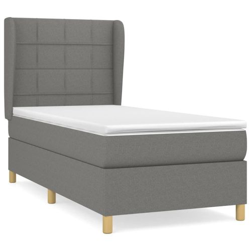Vidaxl Lit À Sommier Tapissier Avec Matelas Gris Foncé 100x200cm Tissu