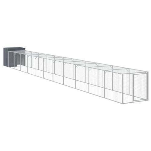 Vidaxl Poulailler Avec Cour Anthracite 110x1221x110 Cm Acier Galvanisé