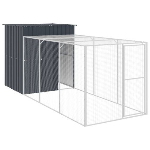 Vidaxl Poulailler Avec Cour Anthracite 165x455x181 Cm Acier Galvanisé