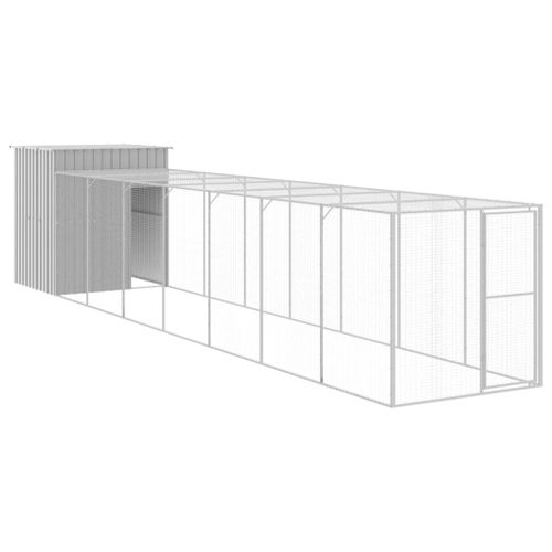 Vidaxl Poulailler Avec Cour Gris Clair 165x863x181 Cm Acier Galvanisé