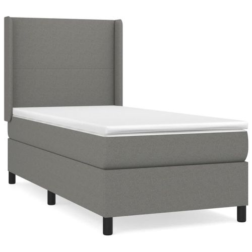 Vidaxl Lit À Sommier Tapissier Avec Matelas Gris Foncé 100x200cm Tissu