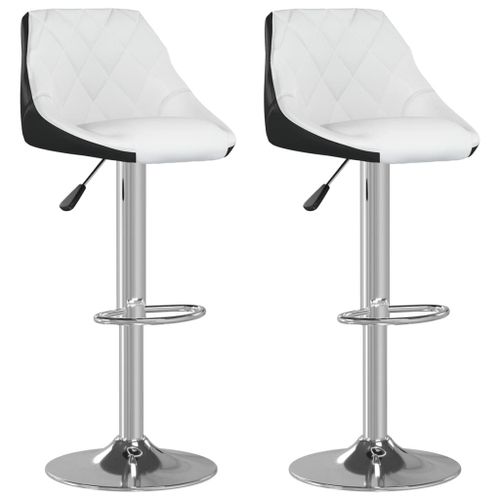 Vidaxl Tabourets De Bar Lot De 2 Blanc Et Noir Similicuir