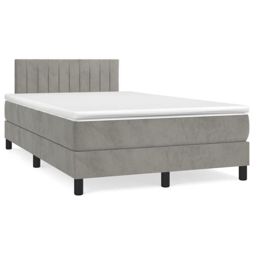 Vidaxl Lit À Sommier Tapissier Et Matelas Gris Clair 120x200cm Velours