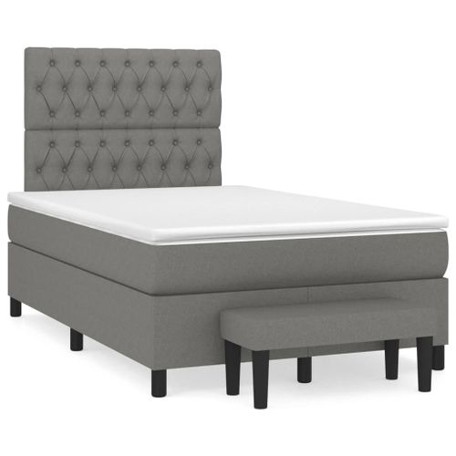 Vidaxl Lit À Sommier Tapissier Avec Matelas Gris Foncé 120x200cm Tissu