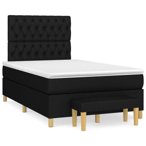 Vidaxl Lit À Sommier Tapissier Avec Matelas Noir 120x200 Cm Tissu