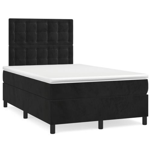 Vidaxl Lit À Sommier Tapissier Avec Matelas Noir 120x200 Cm Velours