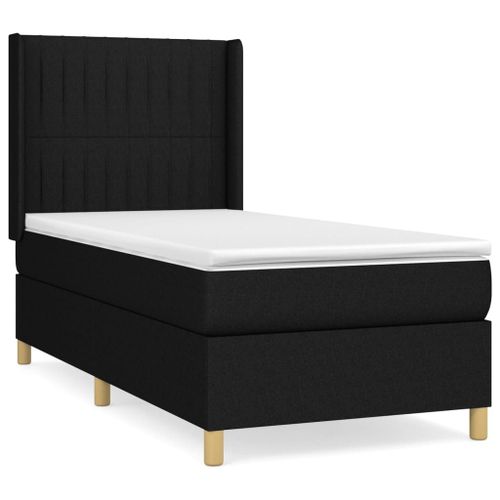 Vidaxl Lit À Sommier Tapissier Avec Matelas Noir 90x190 Cm Tissu