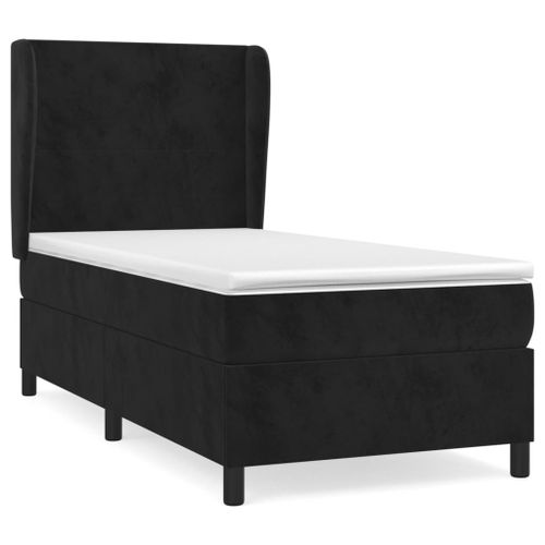Vidaxl Lit À Sommier Tapissier Avec Matelas Noir 100x200 Cm Velours