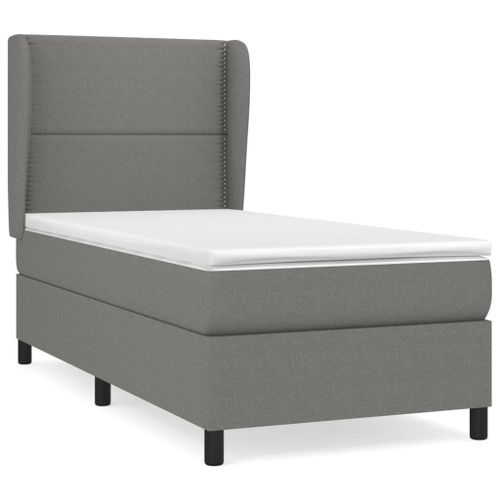 Vidaxl Lit À Sommier Tapissier Avec Matelas Gris Foncé 100x200cm Tissu