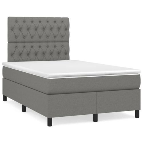 Vidaxl Lit À Sommier Tapissier Avec Matelas Gris Foncé 120x200cm Tissu