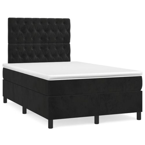 Vidaxl Lit À Sommier Tapissier Avec Matelas Noir 120x200 Cm Velours