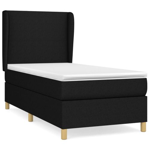 Vidaxl Lit À Sommier Tapissier Avec Matelas Noir 90x190 Cm Tissu