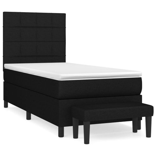Vidaxl Lit À Sommier Tapissier Avec Matelas Noir 100x200 Cm Tissu