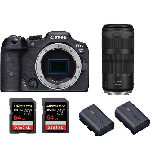 Canon EOS R7+Canon RF 100-400mm f5.6-8 IS USM+2SanDisk 64GB Extreme Pro SDXC UHS-II U3 V90 300MB/s+2Canon LP-E6NH
