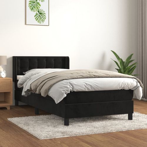 Vidaxl Lit À Sommier Tapissier Avec Matelas Noir 100x200 Cm Velours