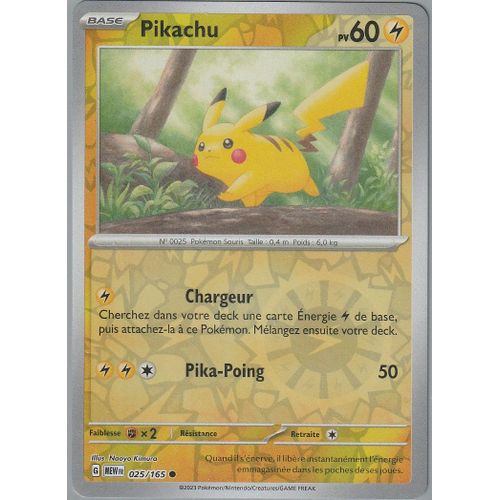 Carte Pokémon - Pikachu - 025/165 - Reverse - Ev3,5 Mew 151 -