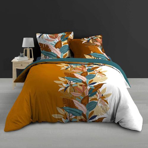 Housse De Couette 240x260 Cm + Taies - Percale - Feuillage Coloré - Multicolore Multicolore