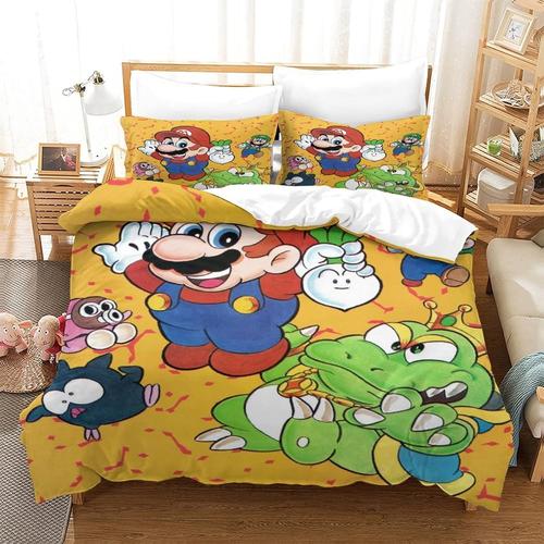 Super Mario Parure De Lit 3 Pi¿¿Ces Avec Housse De Couette En Coton M¿¿Lang¿¿, Parure De Lit Facile D'entretien