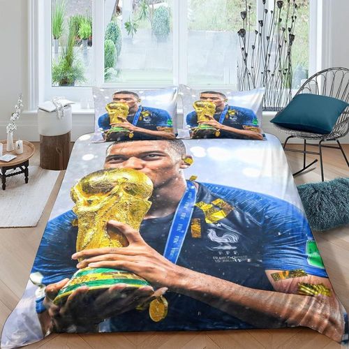 Kylian Mbapp¿¿ Captain Print Avec Taie D'oreiller Parure De Lit Pour Enfants Gar?Ons France Football Star Slayer Parure De Lit Avec Taies D'oreiller