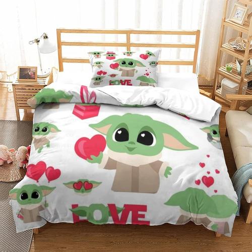 Baby Yoda Grogu Housse De Couette Pour Chambre D'enfant - Parure De Lit Pour Gar?Ons Et Filles - Th¿¿Me Star Wars - Housse De Couette Douce Et Confortable Avec Taie D'oreiller