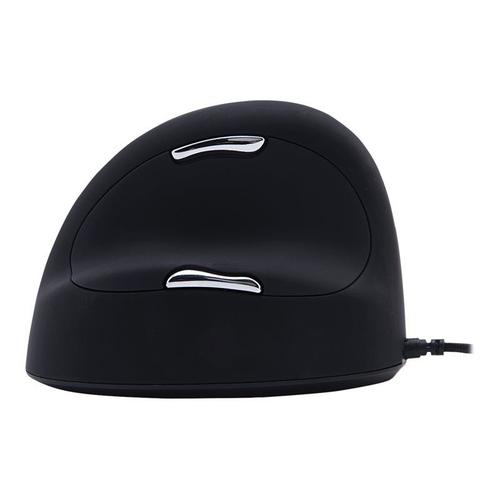 R-Go HE Mouse Ergonomic Mouse Large Left - Souris - ergonomique - pour gauchers - 5 boutons - filaire - USB - noir