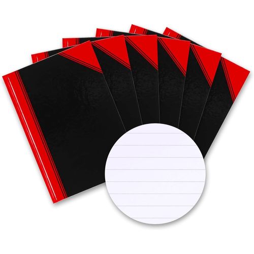 Landre 100302833 China Lot De 12 Cahiers De Brouillon A6 Blanc, Papier Sans Bois 96 Pages Noir/Rouge Ligné A6 Noir/Rouge.[G891]