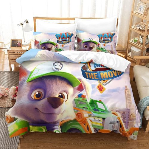Paw Patrol ¿C Parure De Lit Avec Housse De Couette Et 2 Taies D'oreiller, En Microfibre Douce, 3 Pi¿¿Ces, 1 Housse De Couette Et 2 Taies D'oreiller, Sans Couette