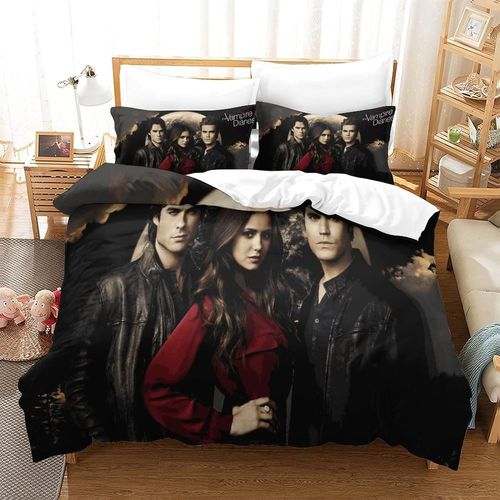 The Vampire Diaries Housse De Couette Film Ensemble De Literie Impression Num¿¿Rique Housse De Couette Conception Simple Parure De Lit Avec Taie D'oreiller Literie