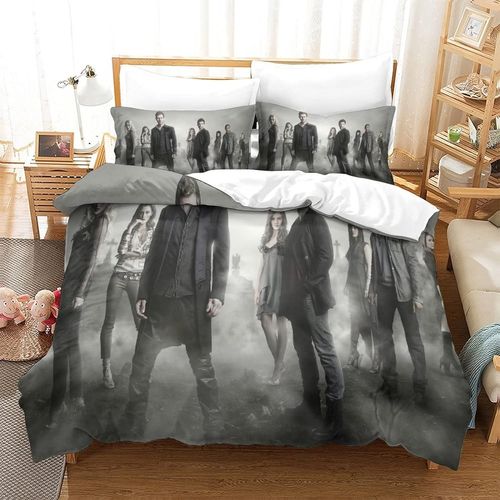 The Vampire Diaries Housse De Couette Film Ensemble De Literie Impression Num¿¿Rique Housse De Couette Conception Simple Parure De Lit Avec Taie D'oreiller Literie