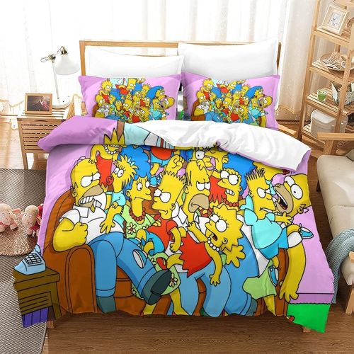 Les Simpsons Housses De Couette Parure De Lit Personnages D'anime Housse De Couette Anti Allergie L¿¿G¿¿Re Avec 2 Taies D'oreiller