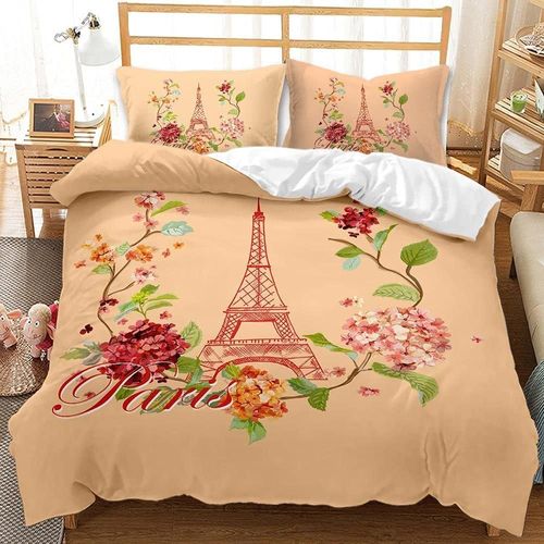 Parure De Lit Avec Housse De Couette Et 1/2 Taie D'oreiller, Th¿¿Me Fleurs Idylliques, Housse De Couette Douce Et Confortable, Design De Style Personnel