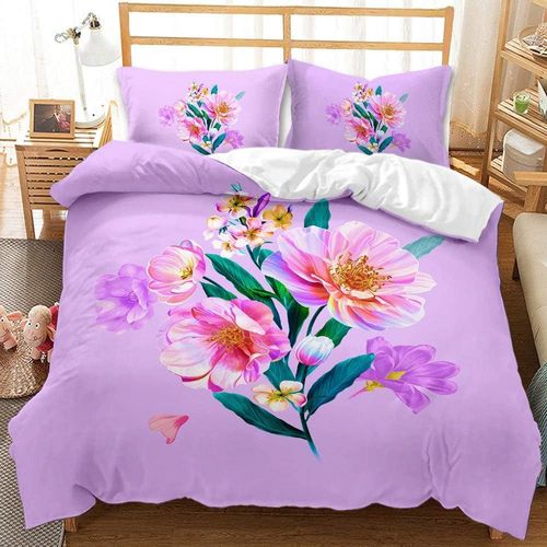 Parure De Lit Avec Housse De Couette Et 1/2 Taie D'oreiller, Th¿¿Me Fleurs Idylliques, Housse De Couette Douce Et Confortable, Design De Style Personnel