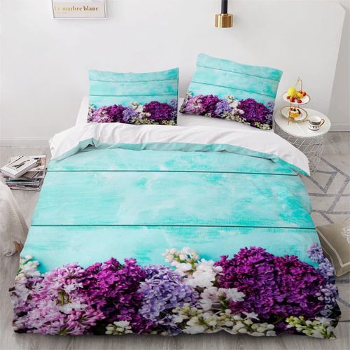 Housse De Couette Turquoise,Parure De Lit Lilas,Bleu Violet,Housse De Couette En Microfibre Douce