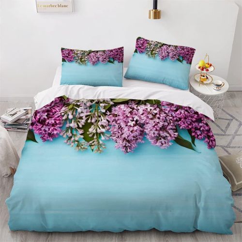 Parure De Lit Double Turquoise,Ensemble De Housse De Couette Lilas,Pour Enfants,Gar?Ons,Filles,Adultes,Bleu,Violet,Housse De Couette Ultra Douce