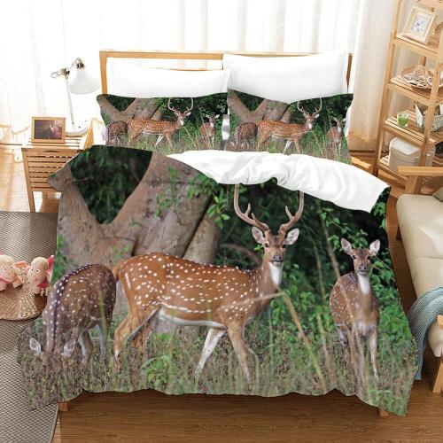 Jungle Sika Cerf Housse De Couette Ensemble Double Reine Roi Forst Cerf Ensemble De Literie Taie D'oreiller Housse De Couette