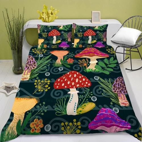 Ensemble De Housse De Couette En Forme De Champignon De Jardin Tropical,Ensemble De Literie Doux Et L¿¿Ger Avec Taie D'oreiller