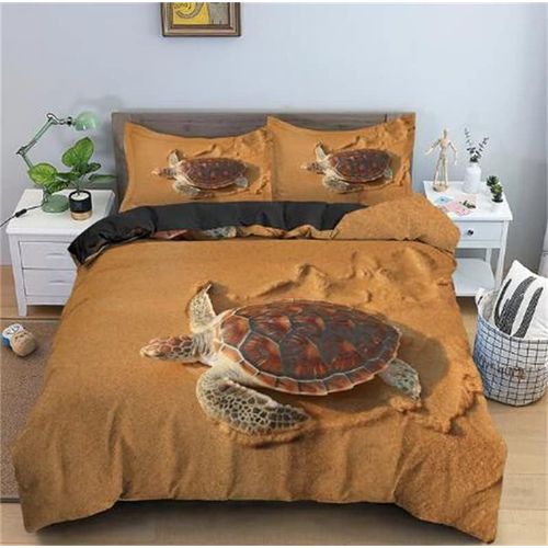 Ensemble De Housse De Couette En Forme De Tortue De Sable En Bord De Mer,Ensemble De Literie Doux Et L¿¿Ger Avec Taie D'oreiller