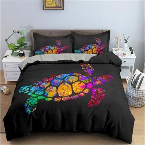 Ensemble De Housse De Couette En Forme De Tortue Color¿¿E Sea World,Ensemble De Literie Doux Et L¿¿Ger Avec Taie D'oreiller