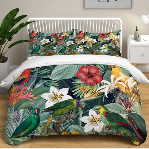 Parure De Lit Avec Housse De Couette,Motif Perroquet,Jungle Tropicale,Jardin,Douce Et L¿¿G¿¿Re,Avec Taie D'oreiller