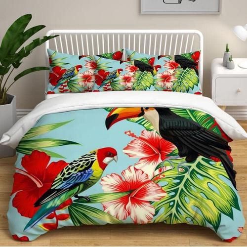 Parure De Lit Avec Housse De Couette,Motif Animal Tropical,Perroquet,Toucan,Douce Et L¿¿G¿¿Re,Avec Taie D'oreiller