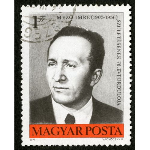 Timbre Oblitéré Magyar Posta, Mezo Imre 1905 - 1956, Szuletesenek 70 Evforduloja, 1 Ft, 1975