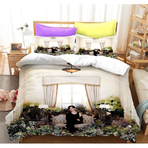Bangtan Boys Parure De Lit Housse De Couette Housse De Couette Taie D'oreiller Comprend 1 Housse De Couette Et 2 Taies D'oreiller