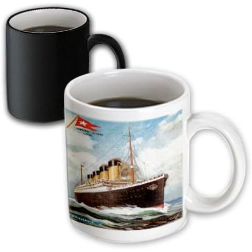 Affiches Publicitaires Bln Vintage Ocean Liners ? Vintage Ss Titanic (White Star Line ? Tasses 11 Oz Magic Transforming Mug Blanc