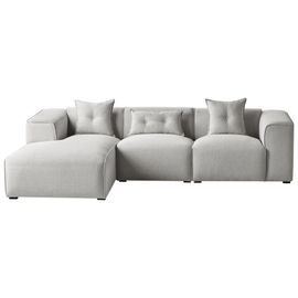 Canapé D'angle Dolva Tissu Gris Clair 3 Places Côté Droit
