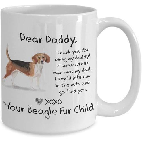 Mo34nabacon Cadeaux Personnalisés Beagle Cher Papa Funny Dog Dad Mug À Café Cadeau Bite Him In The Nuts Mug Funny Custom Beagles Cadeau De Noël De Chien