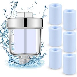 Filtre de douche, Filtre à eau de Douche avec 6 Cartouches Filtre Douche Anti Calcaire, Filtre à Eau Pommeau de Douche pour une Filtration Efficace des Impuretés Dans L'eau.[G608]