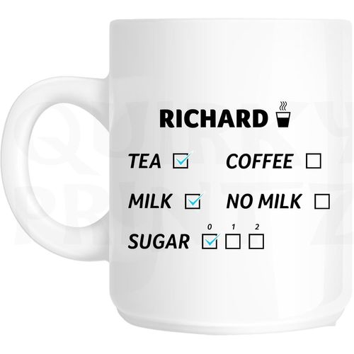 Nouveauté Richard Thé, Lait Et Sans Sucre Drôle Cadeau Slogan Tasse Sk252