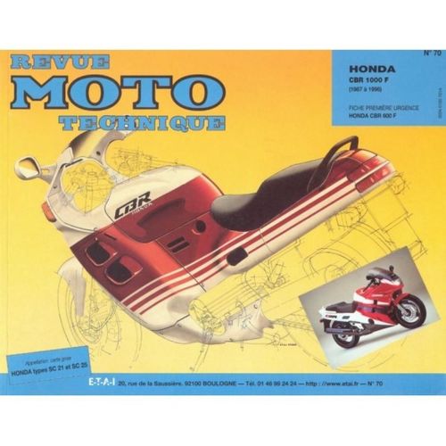 Revue Technique D Atelier E.T.A.I Pour Moto Honda 1000 Cbr 1987 À 1996 N°70 Neuf