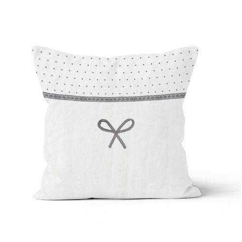 Coussin En Coton Brodé 40x40 Cm Emilie Blanc, Par Soleil D'ocre