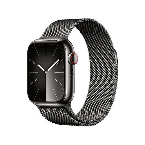 Apple Watch Series 9 Gps + Cellular - Boîtier Acier Inoxydable 41 Mm Graphite - Bracelet Milanais